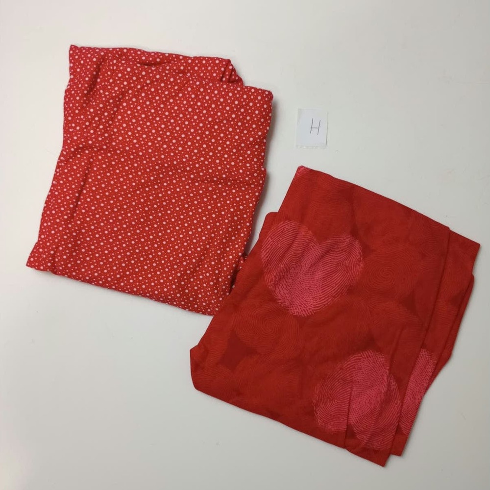 Lularoe Womens Red Valentine Themed Pull-On Leggings One Size Set Of 2